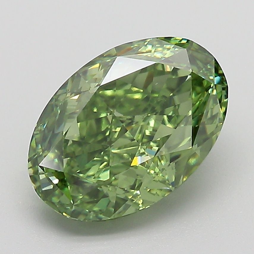 Oval Fancy Vivid Green Lab-grown Diamond 3.08ct VS1 loose diamond