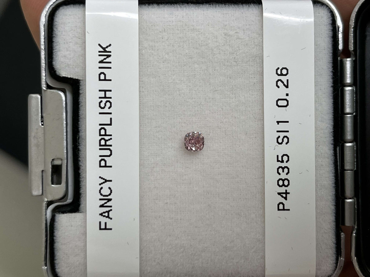Cushion Fancy Intense Purplish Pink Natural Diamond 0.26ct loose diamond