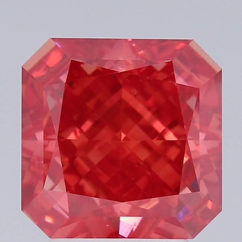 Square Radiant Fancy Vivid Red Lab-grown Diamond 4.05ct VS1 loose diamond