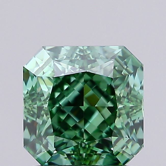 Square Radiant Fancy Vivid Green Lab-grown Diamond 1.53ct IF loose diamond