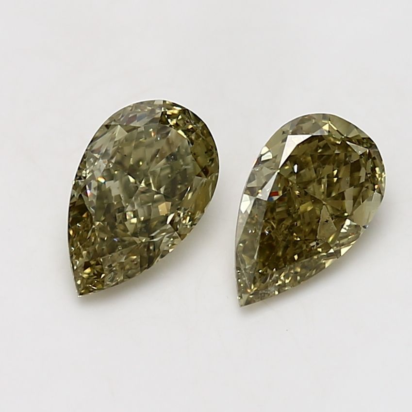 Pear Fancy Deep Brownish Greenish Yellow Natural Diamond 1ct SI1 loose diamond