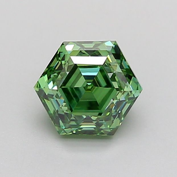 Hexagonal Fancy Vivid Green Lab-grown Diamond 1.02ct VS1 loose diamond