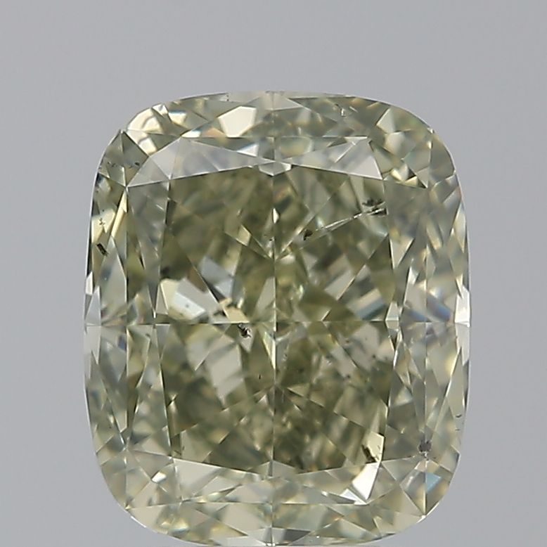 Cushion Fancy Greenish Yellow Gray Natural Diamond 3.01ct SI1 loose diamond