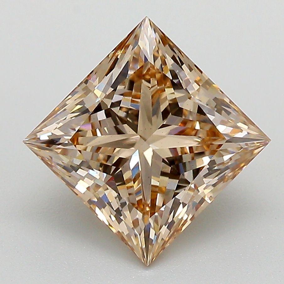 Princess Fancy Light Brown Lab-grown Diamond 3.02ct VS2 loose diamond