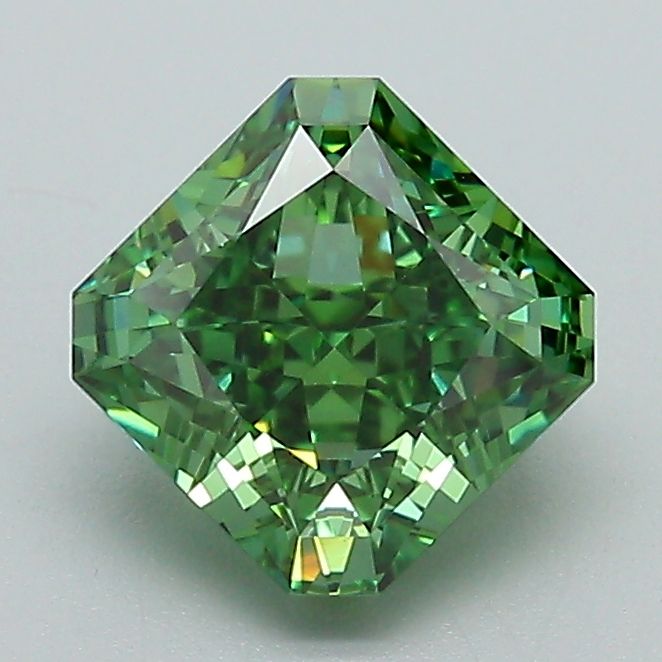 Square Radiant Fancy Vivid Green Lab-grown Diamond 1.58ct VVS2 loose diamond