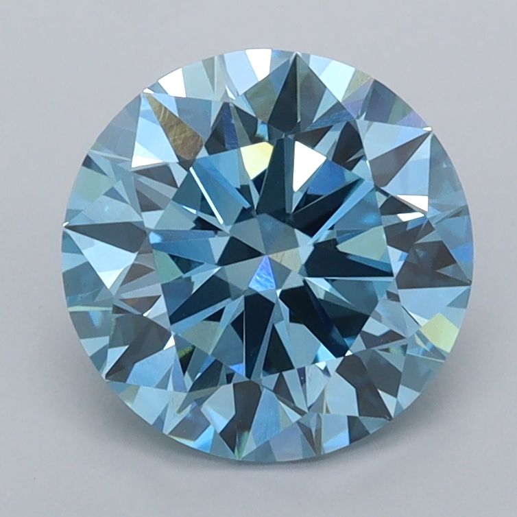 Round Fancy Vivid Blue Lab-grown Diamond 2ct VVS2 loose diamond