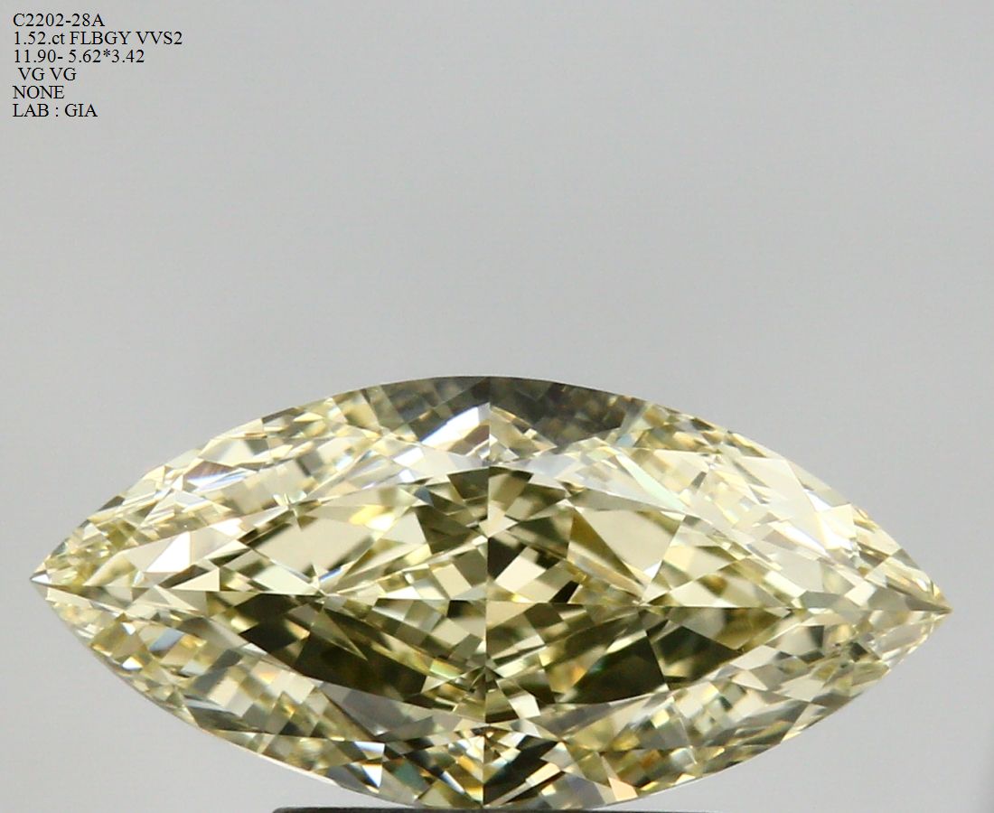 Marquise Fancy Light Brownish Greenish Yellow Natural Diamond 1.52ct VVS2 loose diamond