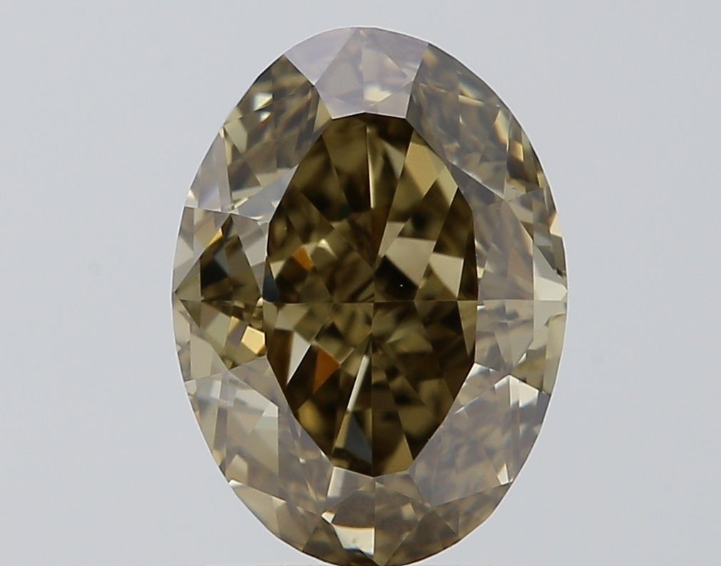 Oval Fancy Dark Brown Greenish Yellow Natural Diamond 1.92ct VS2 loose diamond