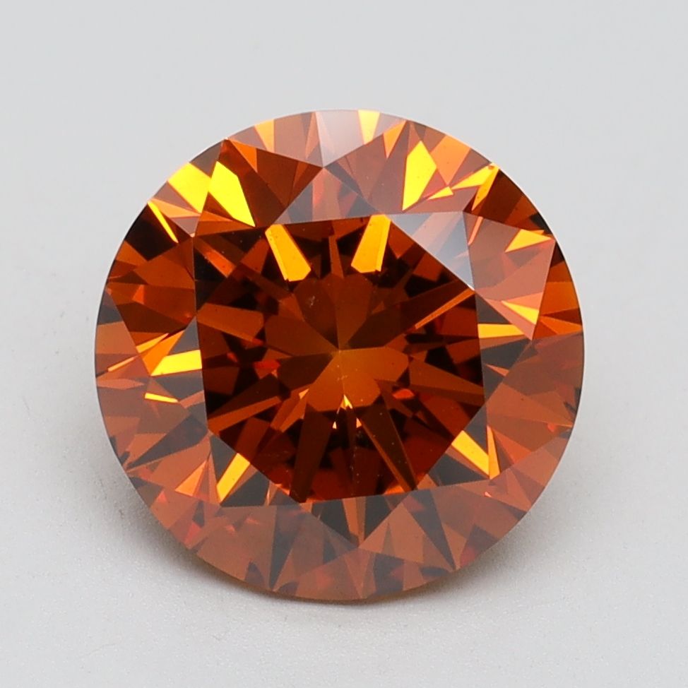 Round Fancy Vivid Orange Lab-grown Diamond 3.16ct VS2 loose diamond