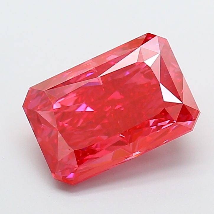 Radiant Fancy Vivid Pinkish Red Lab-grown Diamond 6.41ct VVS2 loose diamond