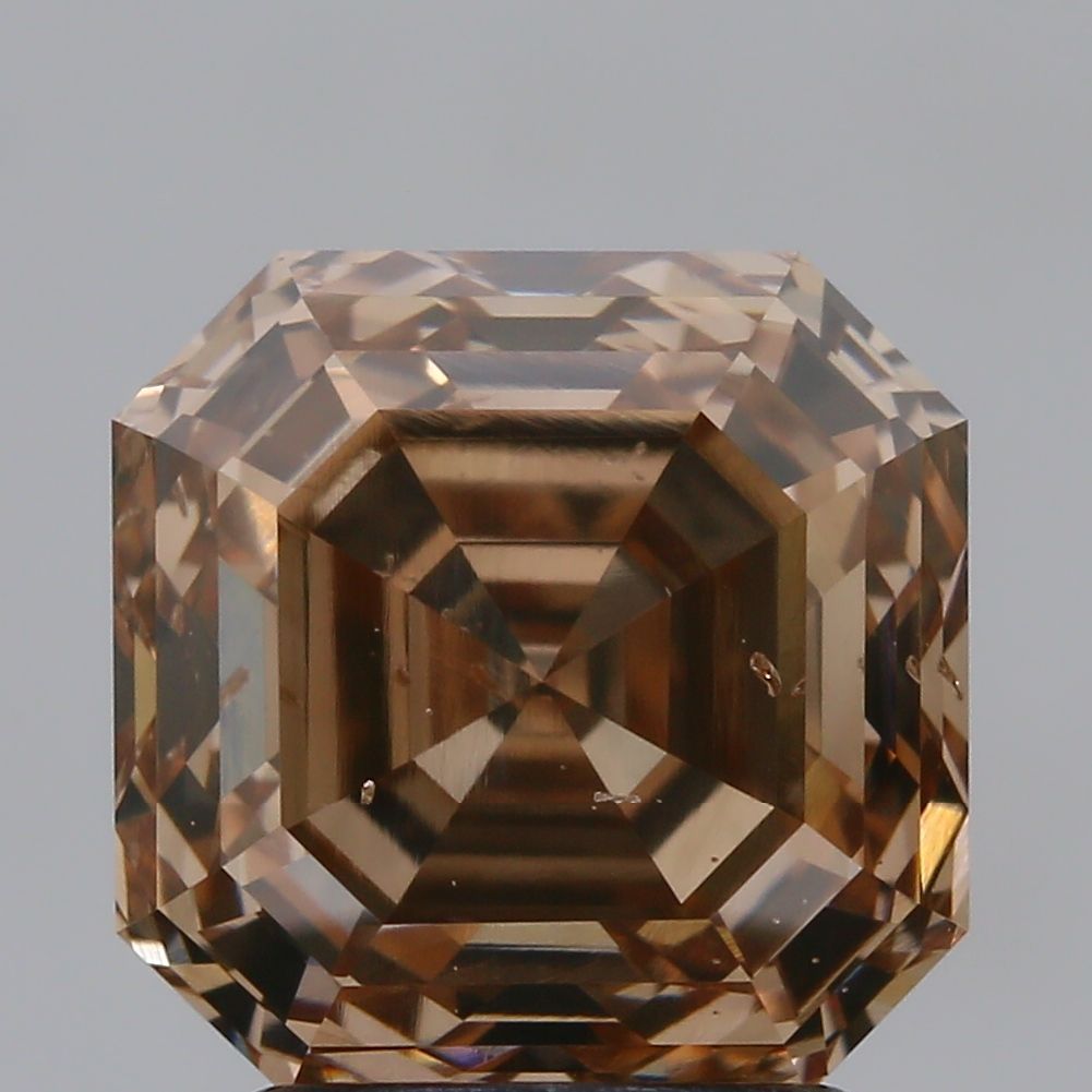 Square Emerald Fancy Orangey Brown Natural Diamond 3.1ct SI2 loose diamond