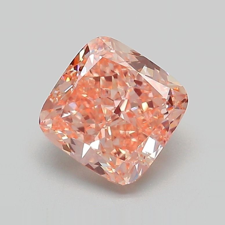 Cushion Fancy Vivid Pinkish Orange Lab-grown Diamond 2.12ct VVS2 loose diamond