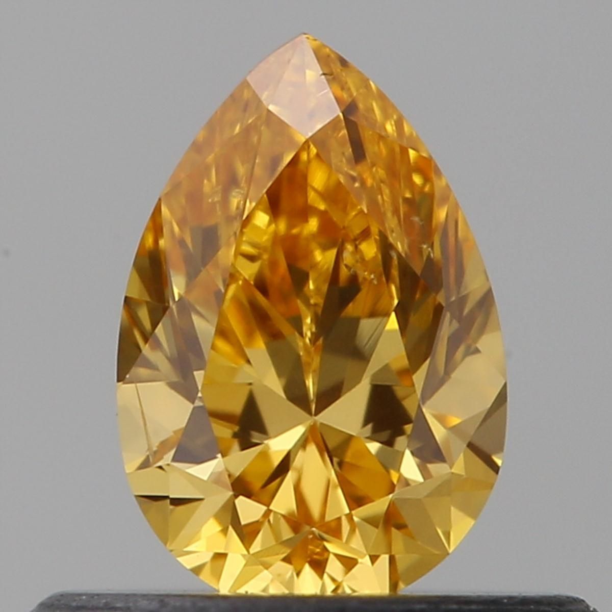 Pear Fancy Vivid Yellow Orange Natural Diamond 0.41ct SI1 loose diamond