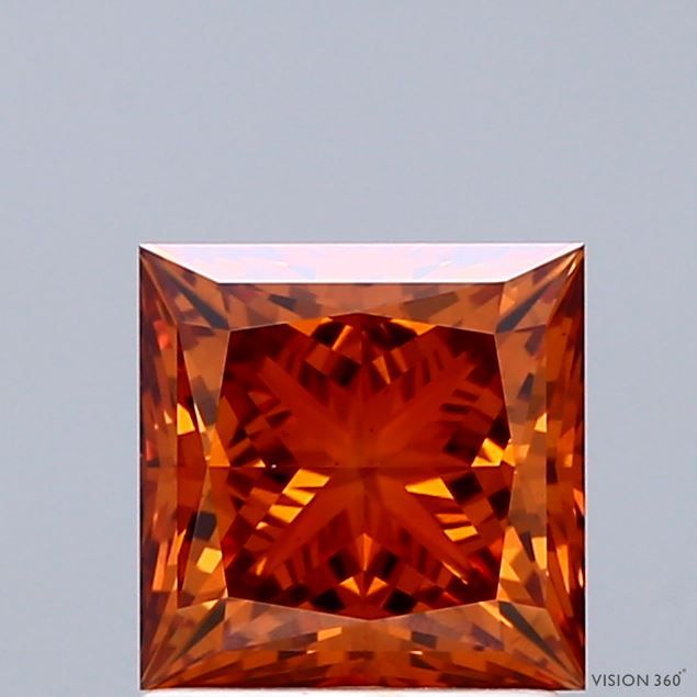 Princess Fancy Vivid Orange Lab-grown Diamond 1.59ct VS1 loose diamond