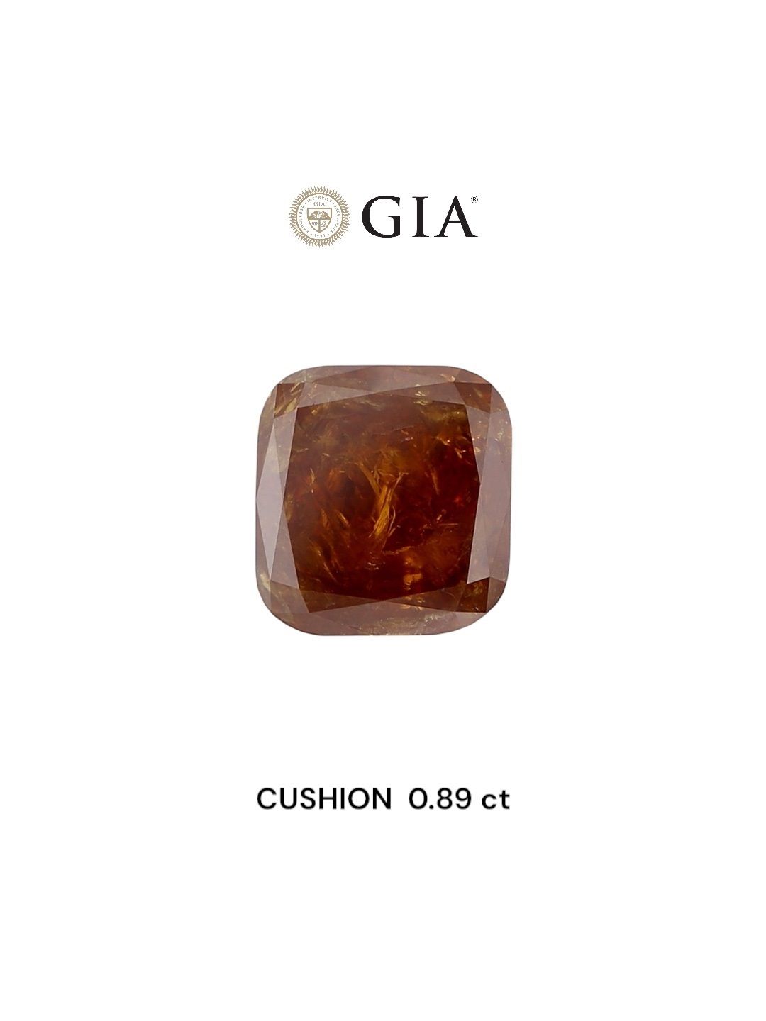 Cushion Fancy Dark Orange Brown Natural Diamond 0.89ct loose diamond