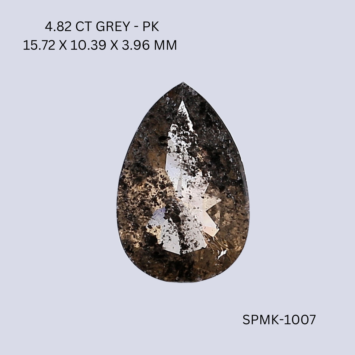 Pear Gray Natural Diamond 4.82ct I1 loose diamond
