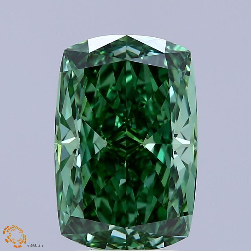 Cushion Fancy Vivid Green Lab-grown Diamond 3.63ct VS1 loose diamond