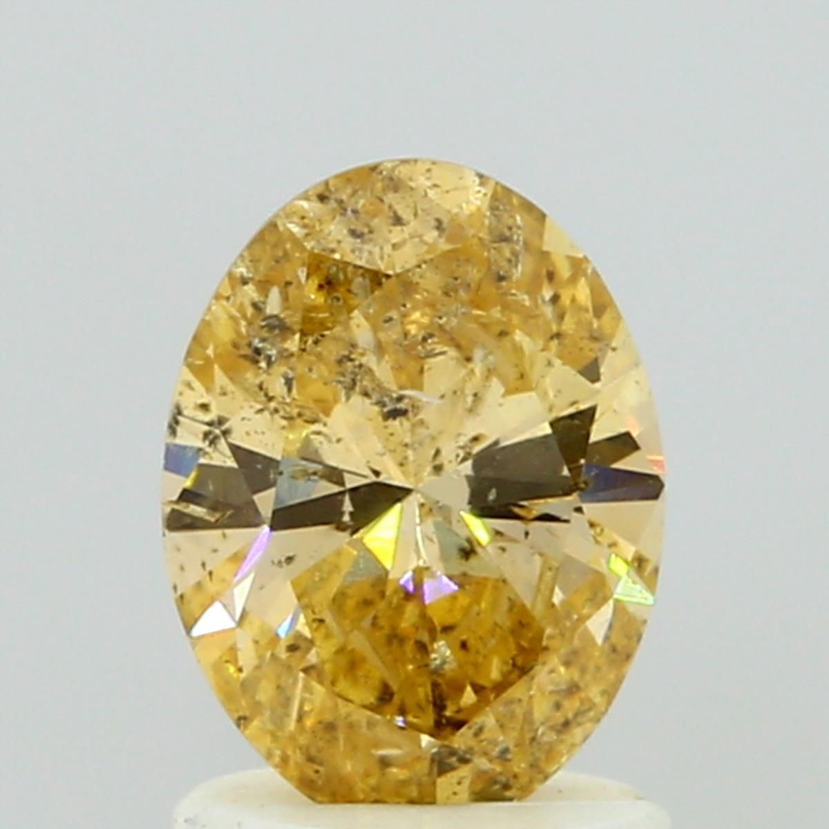 Oval Fancy Intense Yellow Orange Natural Diamond 1.08ct I1 loose diamond