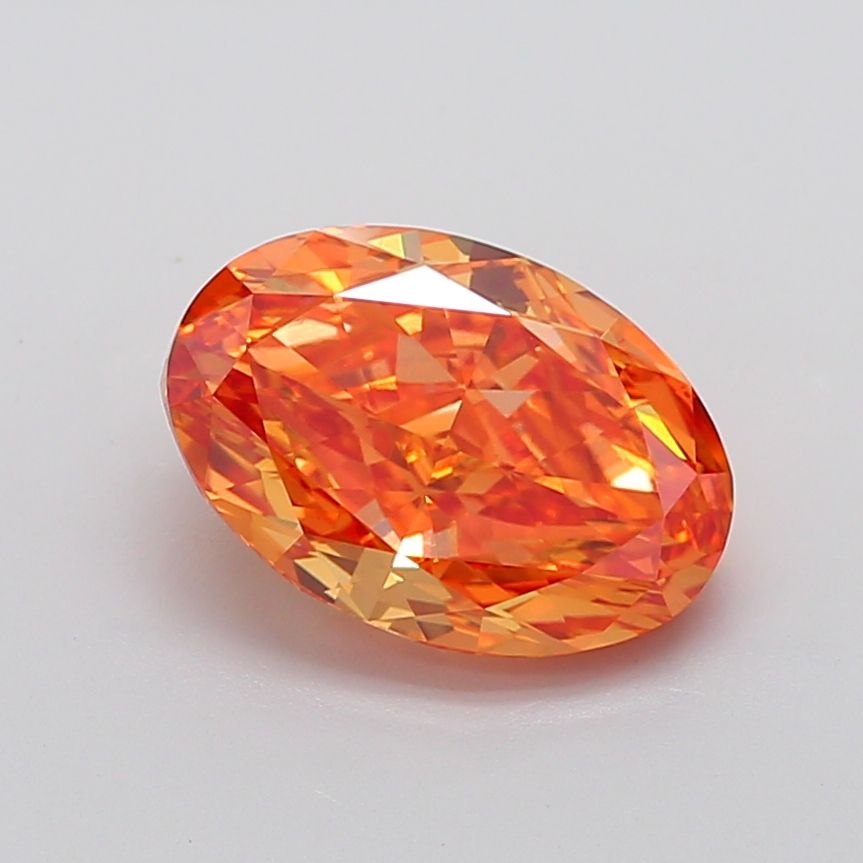 Oval Fancy Vivid Pinkish Orange Lab-grown Diamond 5.24ct VVS2 loose diamond