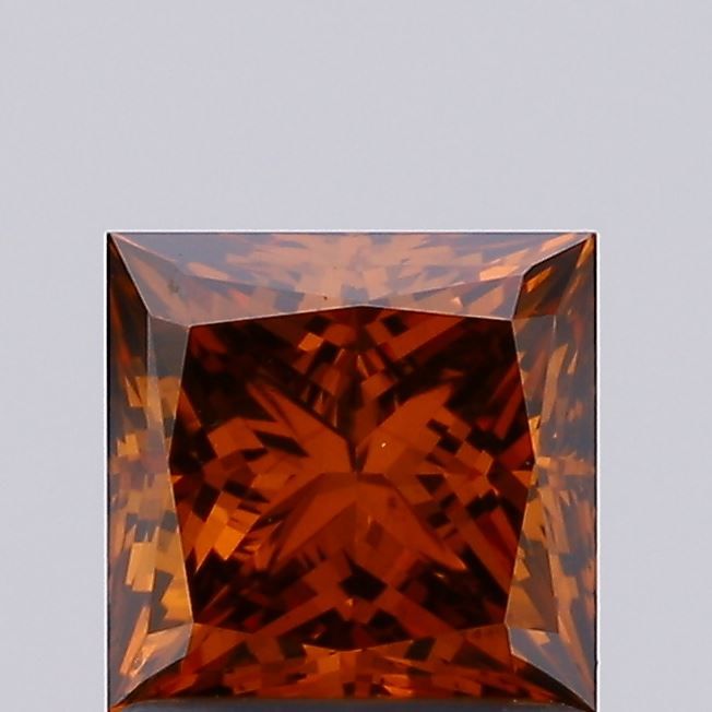 Princess Fancy Vivid Brownish Orange Lab-grown Diamond 1.03ct VS2 loose diamond