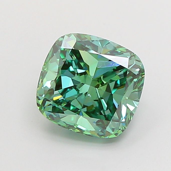 Cushion Fancy Vivid Green Lab-grown Diamond 2ct VS1 loose diamond