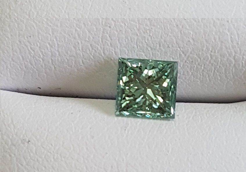 Princess Blue Green Natural Diamond 1ct SI1 loose diamond