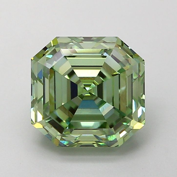 Asscher Fancy Vivid Green Lab-grown Diamond 2.43ct VVS1 loose diamond