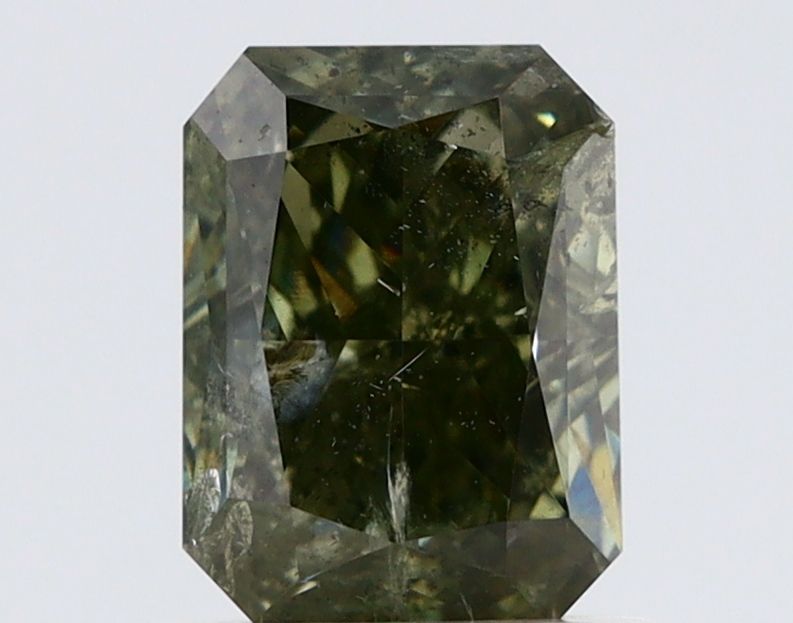 Radiant Fancy Dark Gray Yellowish Green Natural Diamond 1.01ct I2 loose diamond