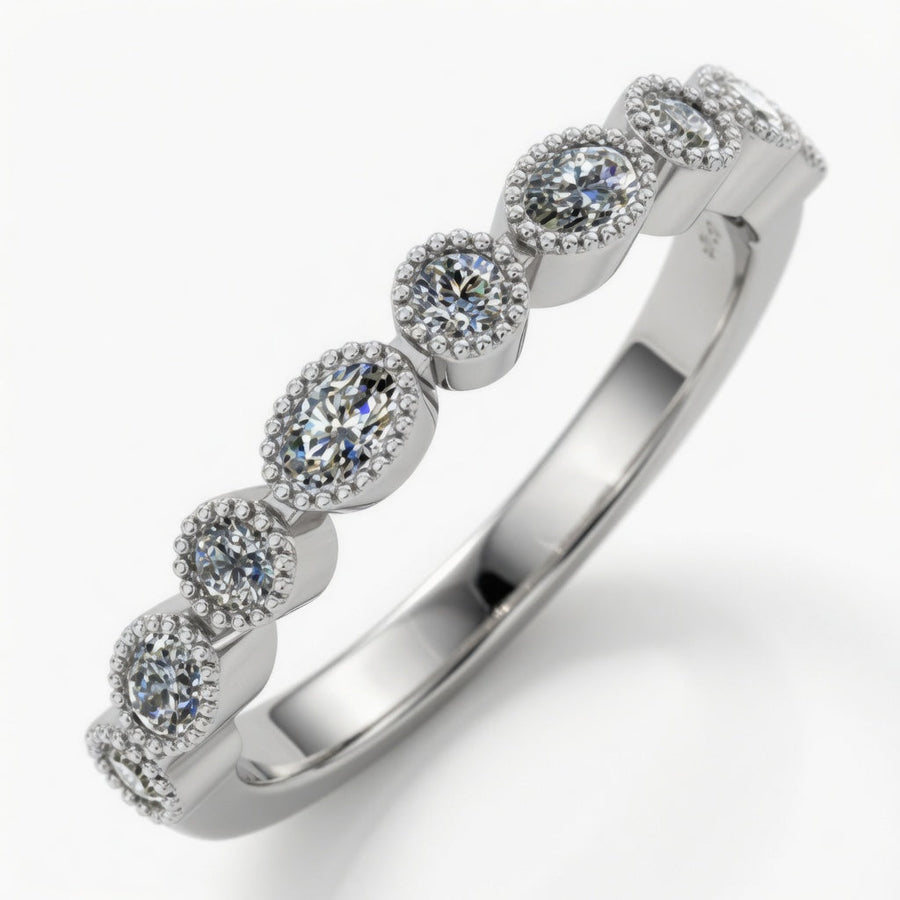 Milgrain Rubover Half Eternity Ring, 0.36ct total