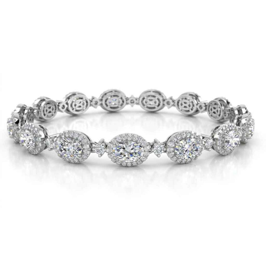 Oval Diamond Halo Bracelet, 12.00ct total