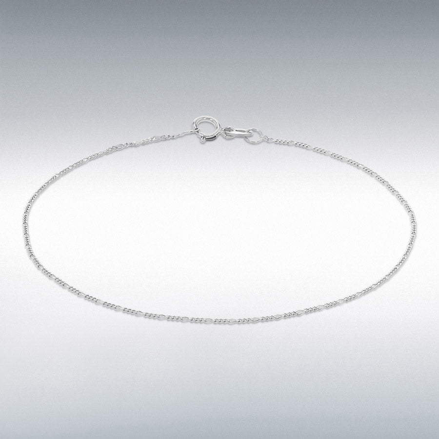 Platinum Diamond-Cut Figaro Bracelet