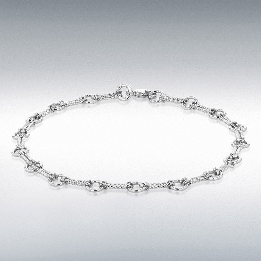 Platinum Double Twist Bar Bracelet