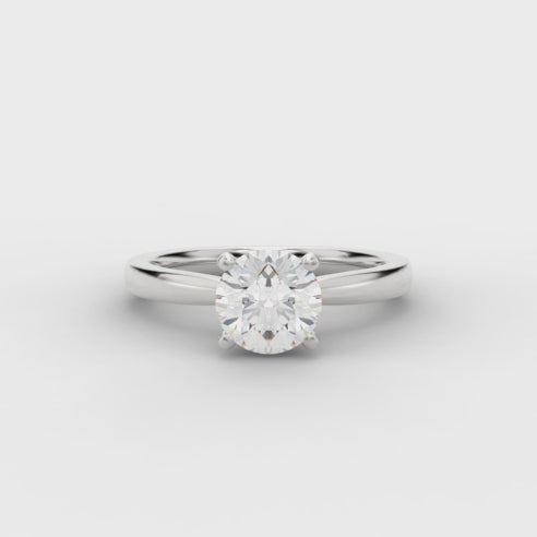Clean-Band Solitaire Round Brilliant Engagement Ring, 0.5ct turning under light