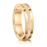 Centre Chevrons finish on a 9ct Yellow Gold band