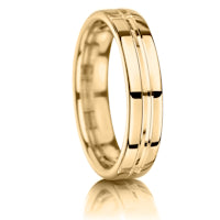 Centre V-Groove finish on a 9ct Yellow Gold band