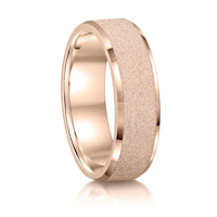 Frosted with Chamfered Edges finish on a 9ct Rose Gold band