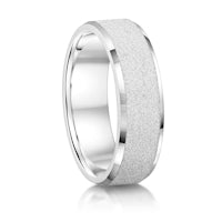 Frosted with Chamfered Edges finish on a Platinum band