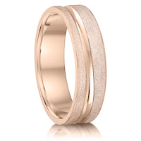 Frosted with Concave Wave finish on a 9ct Rose Gold band