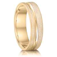 Frosted with Concave Wave finish on a 9ct Yellow Gold band