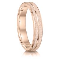 Frosted with Flat Centre Line finish on a 9ct Rose Gold band
