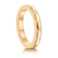 Frosted with Leaves finish on a 9ct Yellow Gold band
