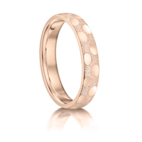 Frosted with Oval Spots finish on a 9ct Rose Gold band
