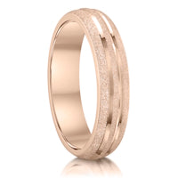 Frosted with Polished Tramlines finish on a 9ct Rose Gold band