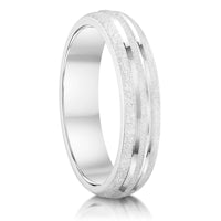 Frosted with Polished Tramlines finish on a Platinum band