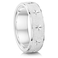 Frosted with Stars and Stepped Edges finish on a Platinum band