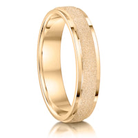 Frosted with Stepped Edges finish on a 9ct Yellow Gold band