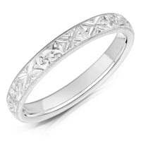 Hand Engraved Pattern 1 finish on a Platinum band