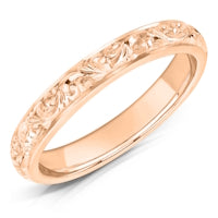 Hand Engraved Pattern 3 finish on a 9ct Rose Gold band