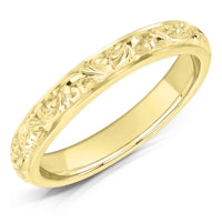 Hand Engraved Pattern 3 finish on a 9ct Yellow Gold band