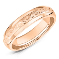 Hand Engraved Pattern 4 finish on a 9ct Rose Gold band